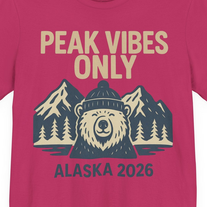 Alaska 2026 Mountain Adventure Bear Premium T-Shirt – Berry – Alaska Cruise Shirts Close Up