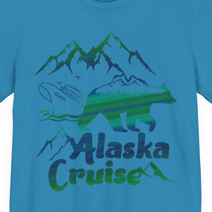 Alaska Cruise Bear Mountains Silhouette Shirt Premium T-Shirt – Aqua – Alaska Cruise Shirts Close Up