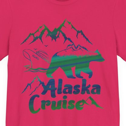 Alaska Cruise Bear Mountains Silhouette Shirt Premium T-Shirt – Fuchsia – Alaska Cruise Shirts Close Up