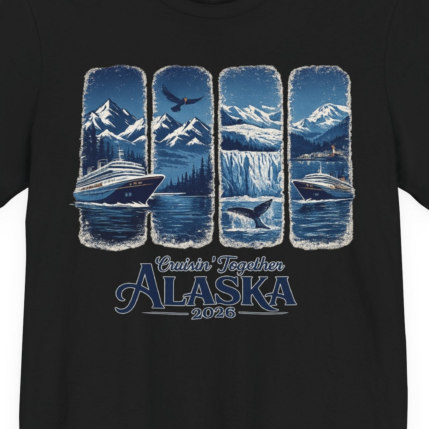 Alaska Cruise Adventure Shirt Premium T-Shirt – Black – Alaska Cruise Shirts Close Up