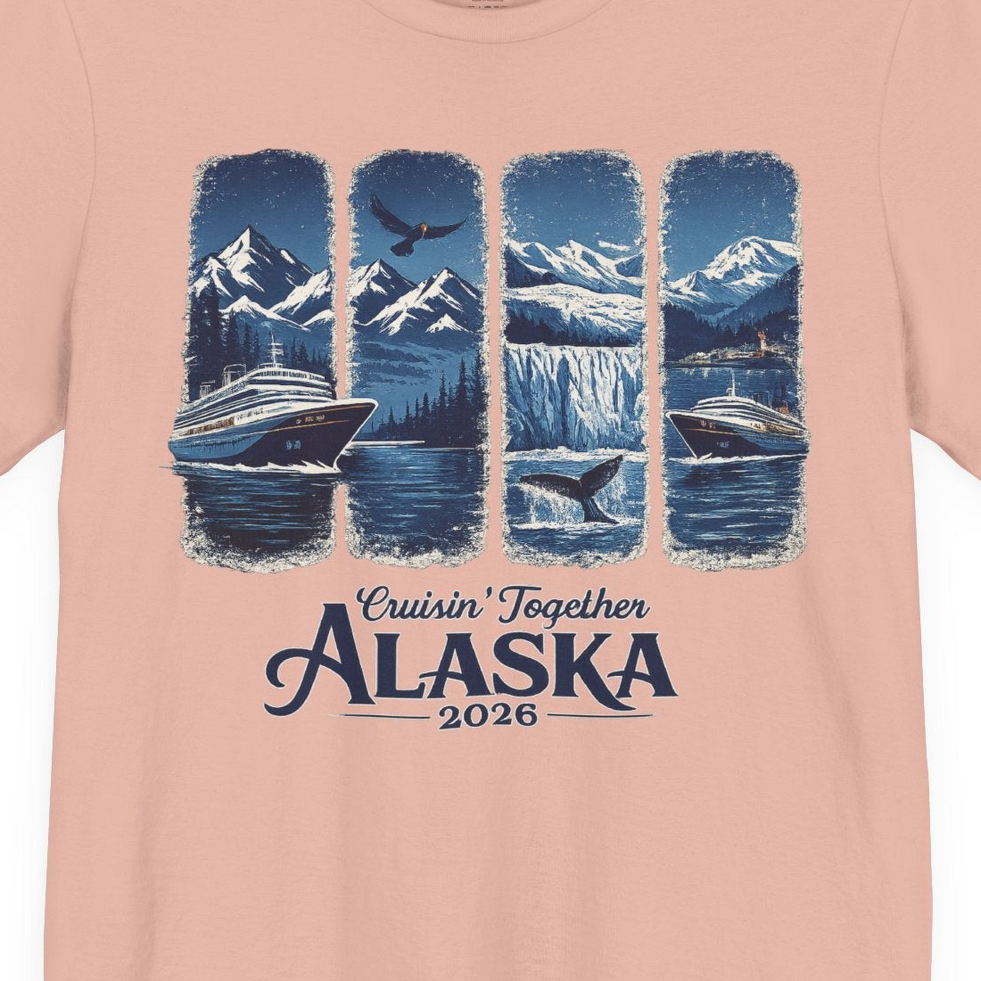 Alaska Cruise Adventure Shirt Premium T-Shirt – Peach – Alaska Cruise Shirts Close Up
