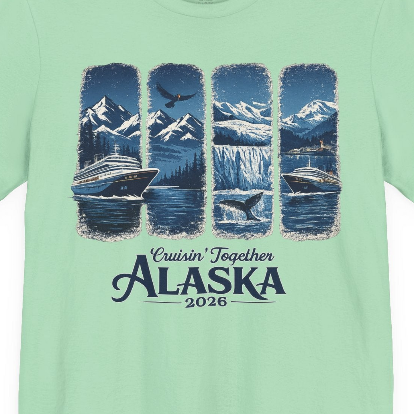 Alaska Cruise Adventure Shirt Premium T-Shirt – Mint – Alaska Cruise Shirts Close Up