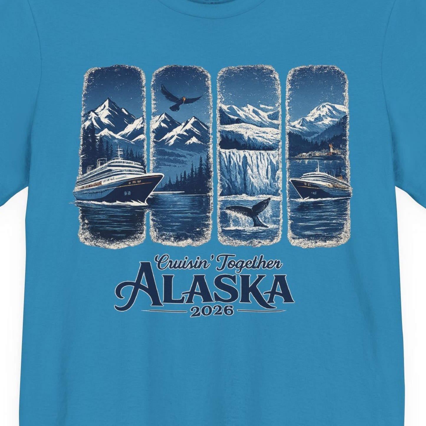 Alaska Cruise Adventure Shirt Premium T-Shirt – Aqua – Alaska Cruise Shirts Close Up