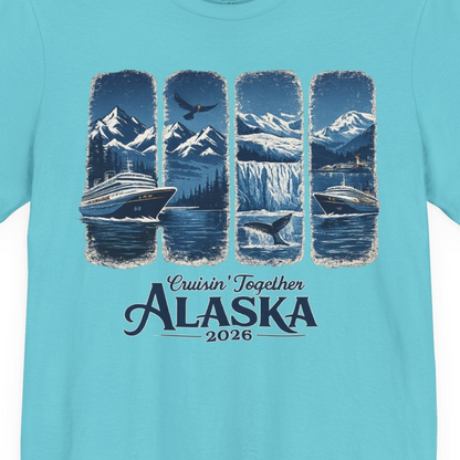 Alaska Cruise Adventure Shirt Premium T-Shirt – Turquoise – Alaska Cruise Shirts Close Up