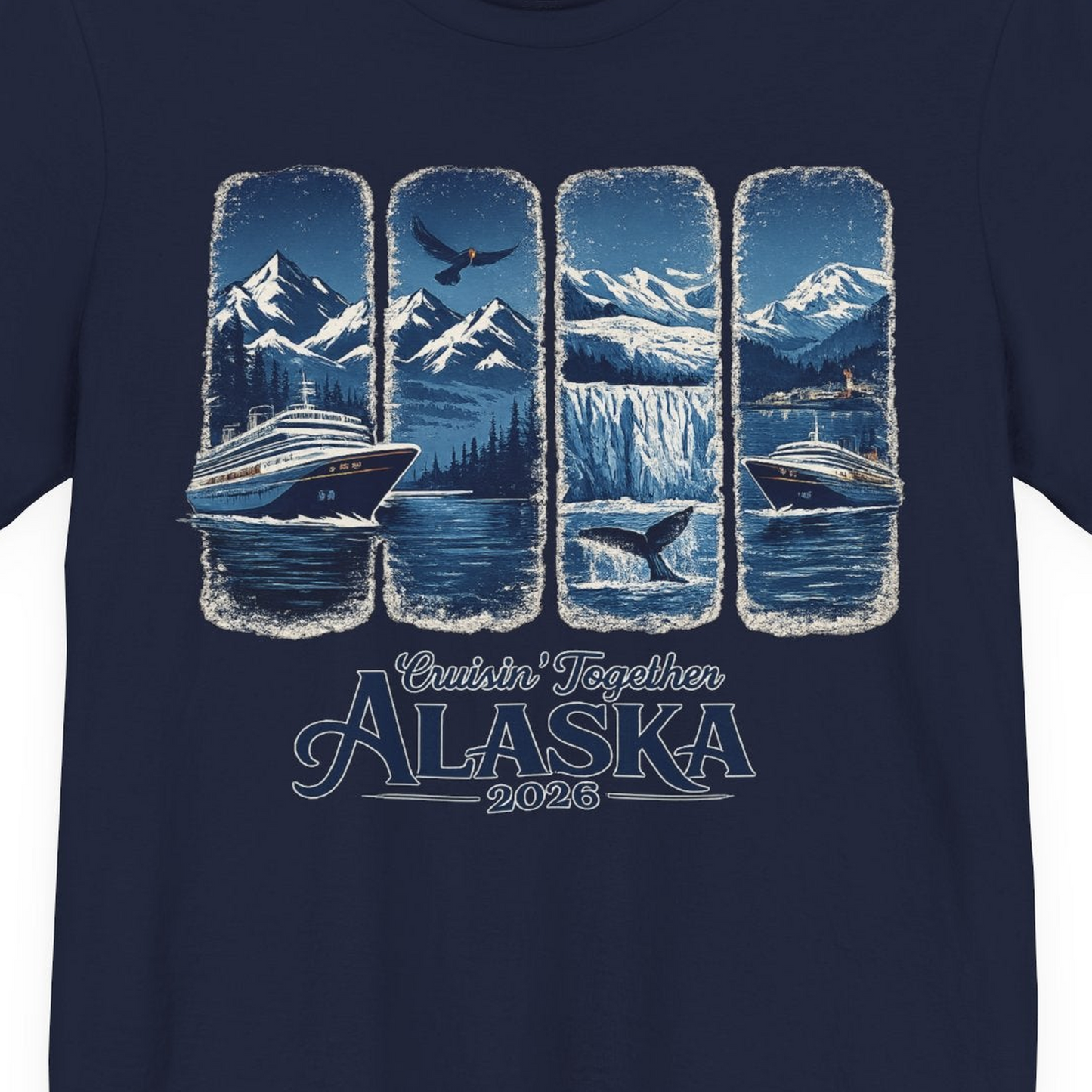 Alaska Cruise Adventure Shirt Premium T-Shirt – Navy – Alaska Cruise Shirts Close Up