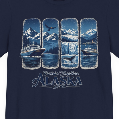 Alaska Cruise Adventure Shirt Premium T-Shirt – Navy – Alaska Cruise Shirts Close Up