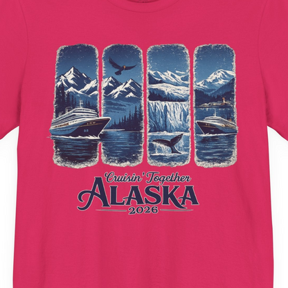 Alaska Cruise Adventure Shirt Premium T-Shirt – Fuchsia – Alaska Cruise Shirts Close Up