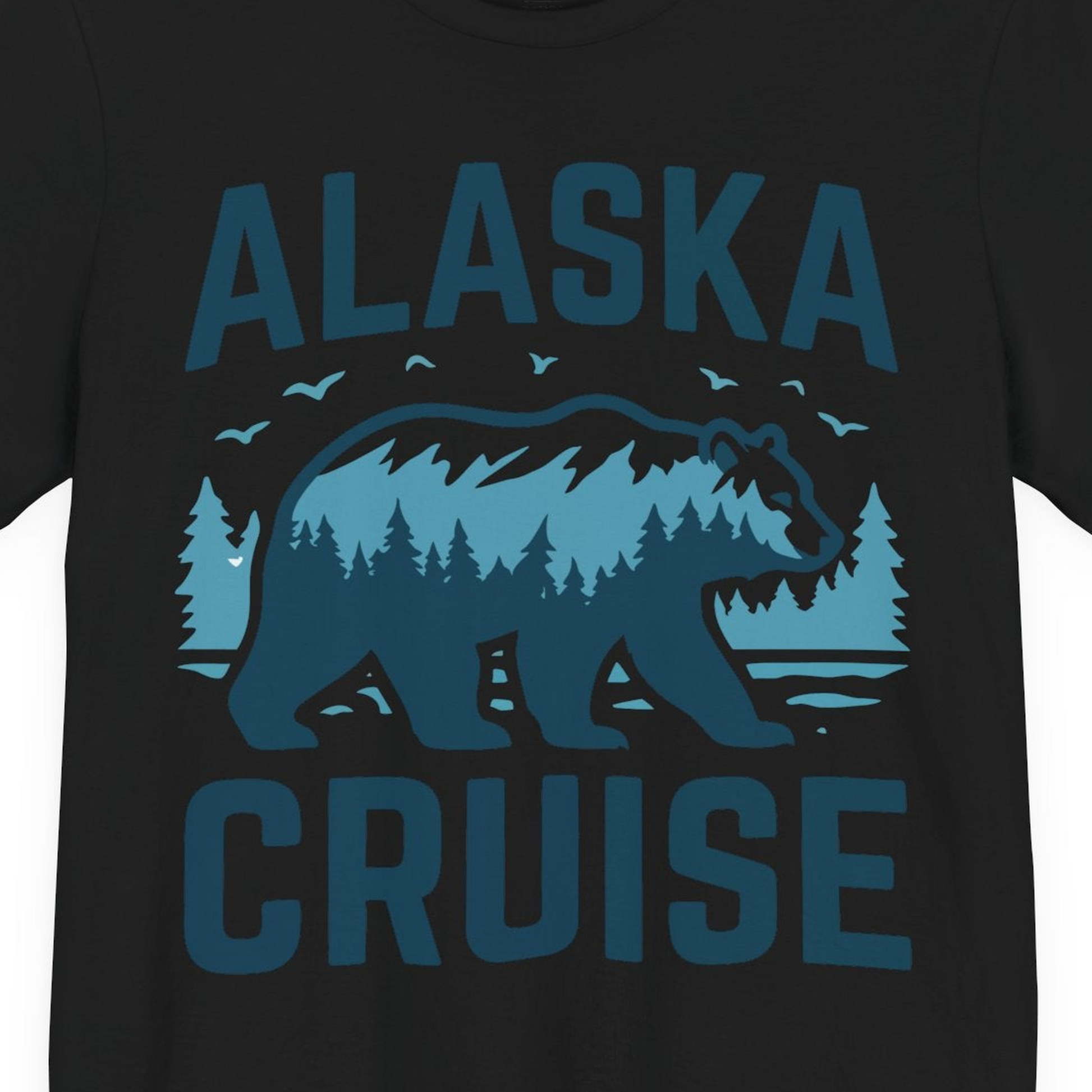 Alaska Cruise Shirt Bear Silhouette Forest Wildlife Nature Tee — Premium Tee Premium T-Shirt – Black – Alaska Cruise Shirts Close Up