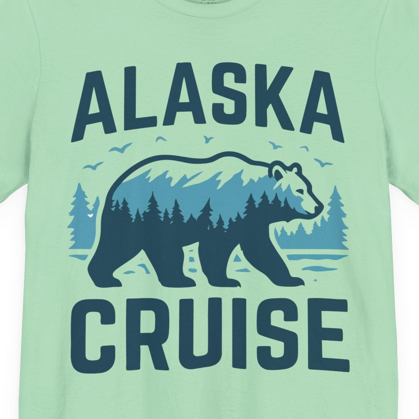 Alaska Cruise Shirt Bear Silhouette Forest Wildlife Nature Tee — Premium Tee Premium T-Shirt – Mint – Alaska Cruise Shirts Close Up