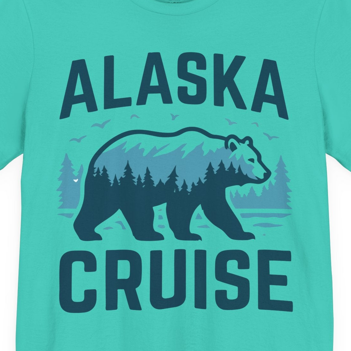 Alaska Cruise Shirt Bear Silhouette Forest Wildlife Nature Tee — Premium Tee Premium T-Shirt – Teal – Alaska Cruise Shirts Close Up