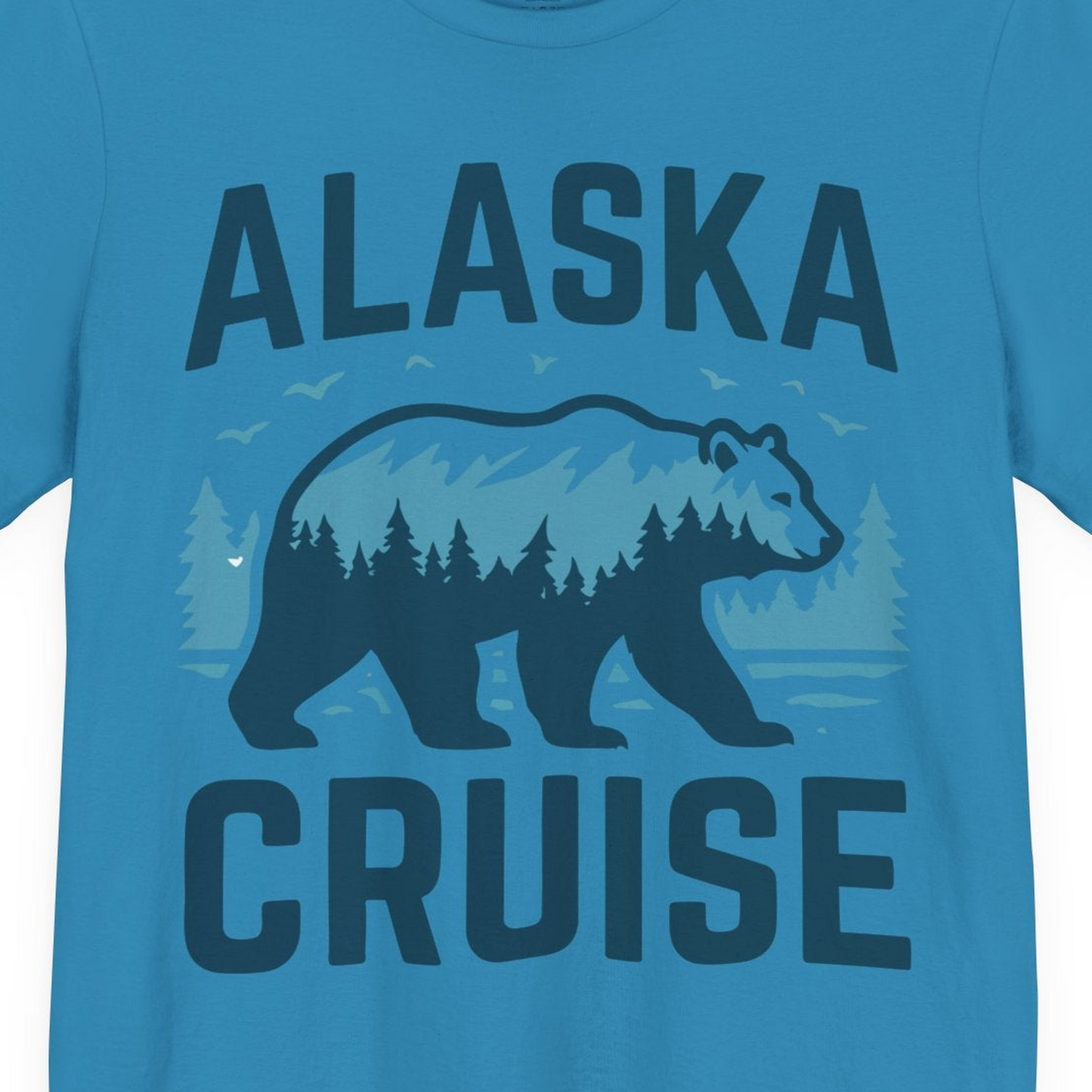 Alaska Cruise Shirt Bear Silhouette Forest Wildlife Nature Tee — Premium Tee Premium T-Shirt – Aqua – Alaska Cruise Shirts Close Up