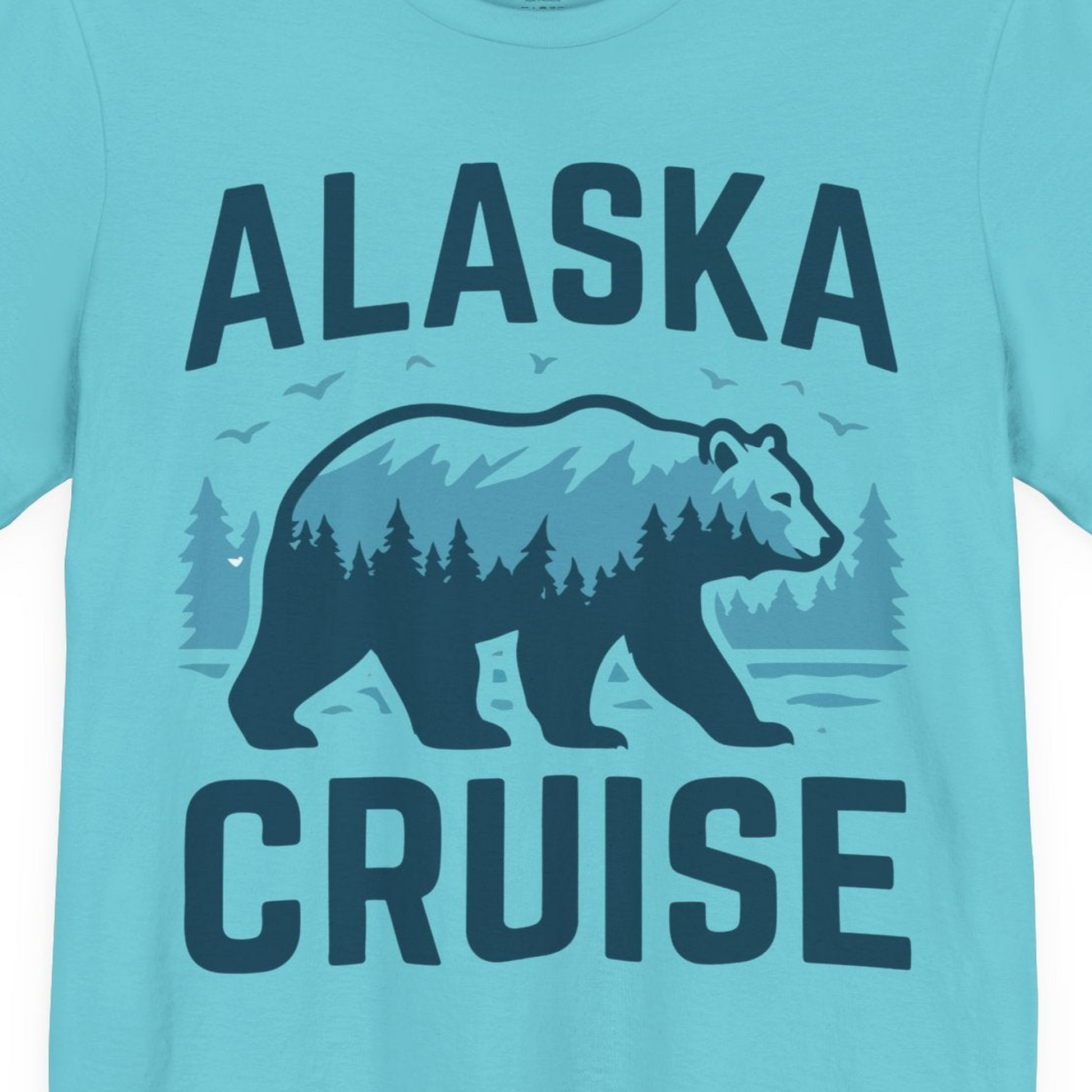 Alaska Cruise Shirt Bear Silhouette Forest Wildlife Nature Tee — Premium Tee Premium T-Shirt – Turquoise – Alaska Cruise Shirts Close Up