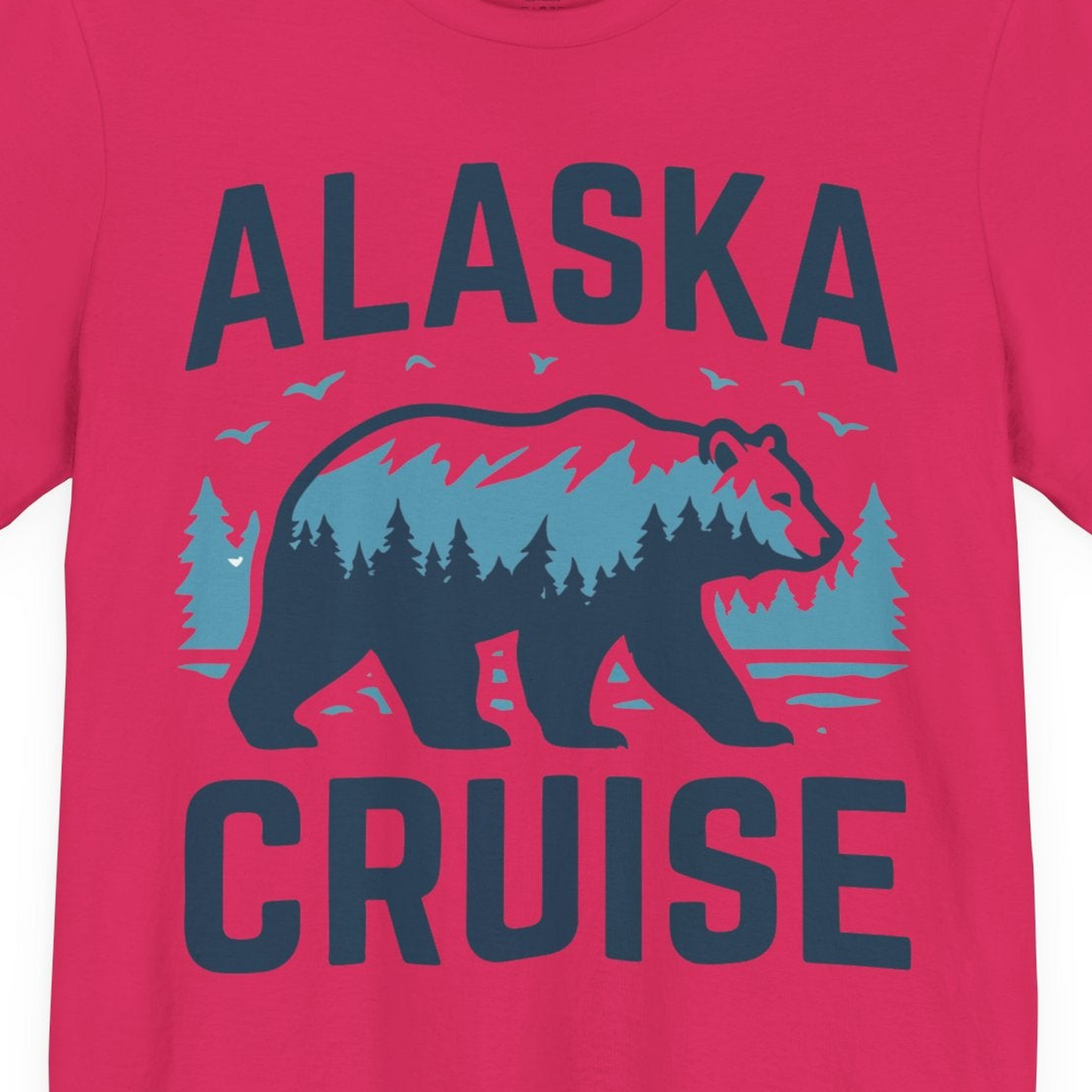 Alaska Cruise Shirt Bear Silhouette Forest Wildlife Nature Tee — Premium Tee Premium T-Shirt – Fuchsia – Alaska Cruise Shirts Close Up
