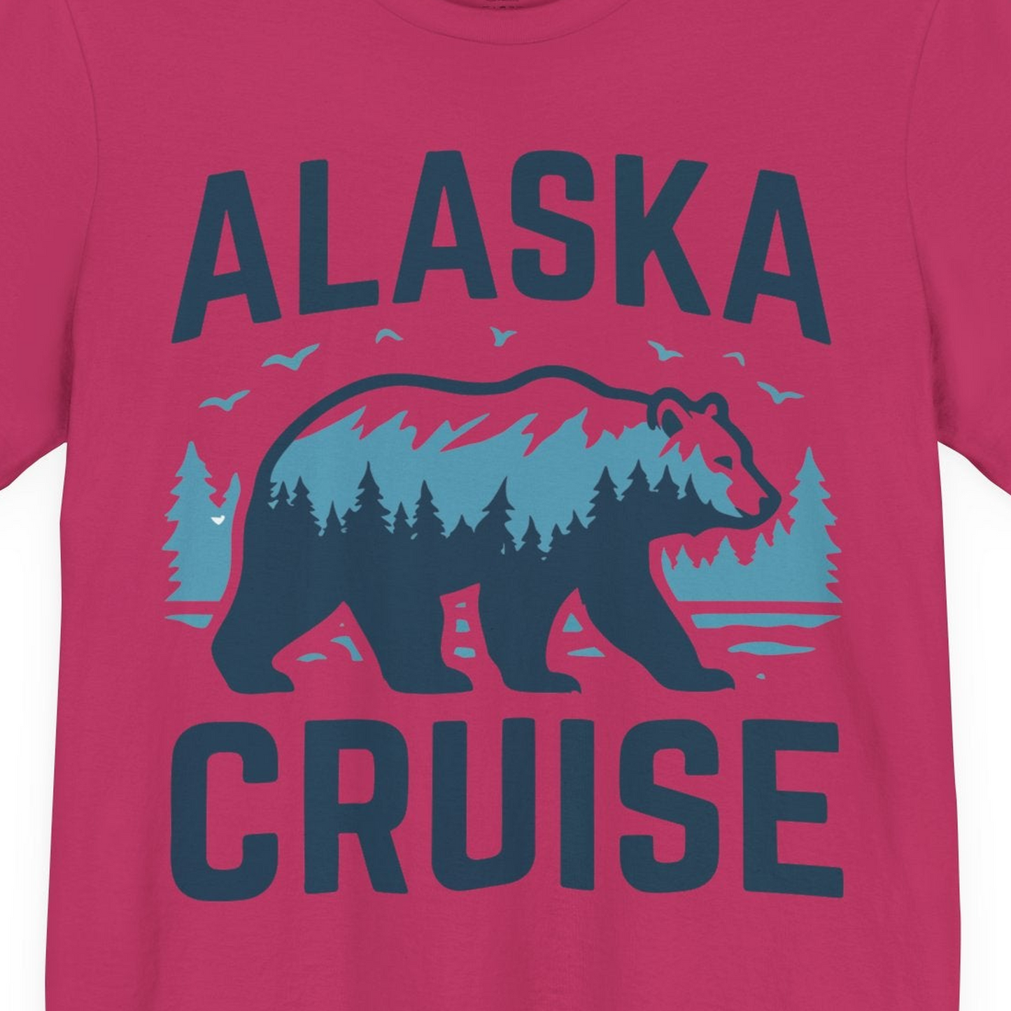 Alaska Cruise Shirt Bear Silhouette Forest Wildlife Nature Tee — Premium Tee Premium T-Shirt – Berry – Alaska Cruise Shirts Close Up