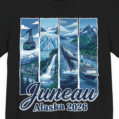 Juneau Alaska 2026 Cruise and Nature Souvenir Shirt — Premium Tee Premium T-Shirt – Black – Alaska Cruise Shirts Close Up