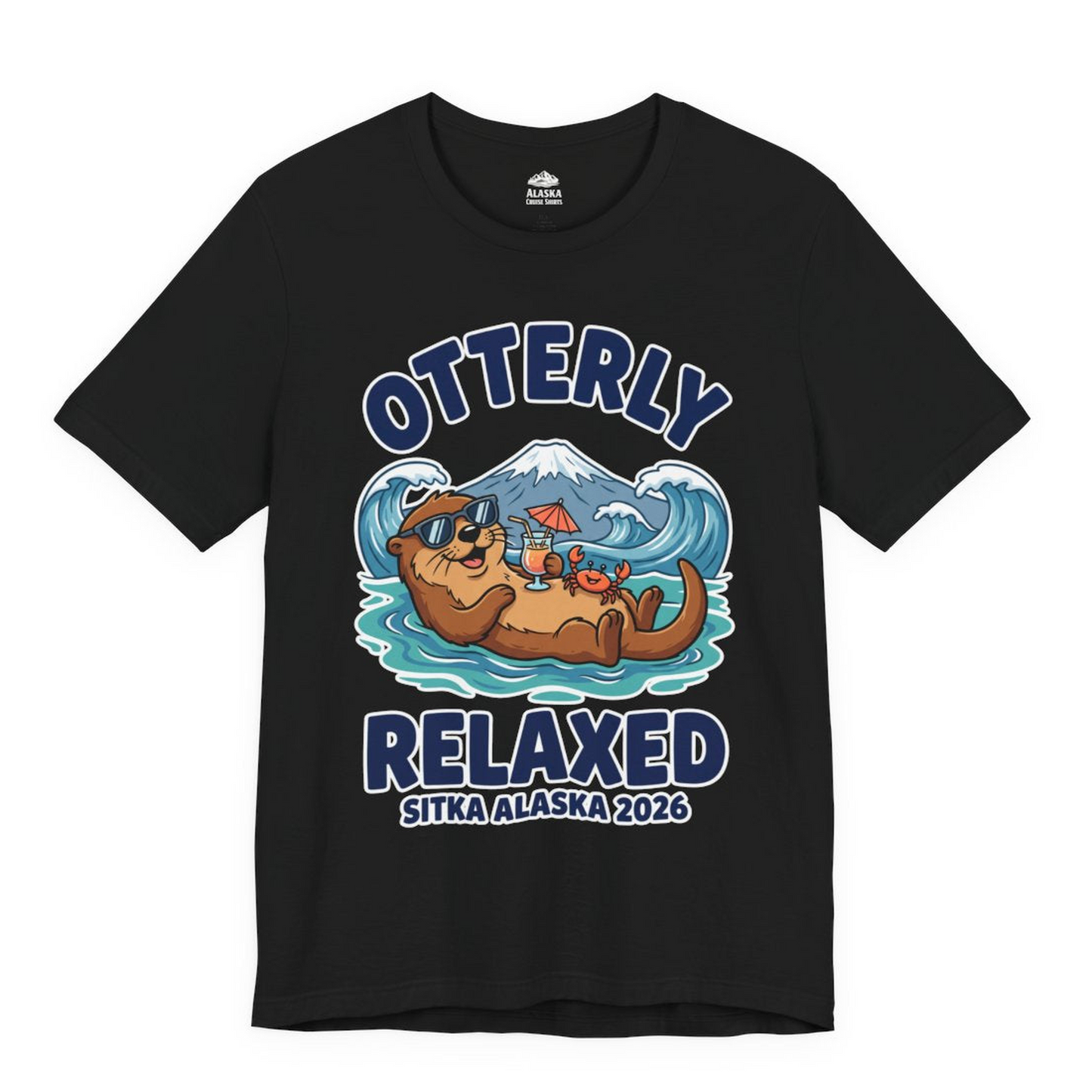 Otterly Relaxed Sitka Alaska 2026 Vacation Souvenir Shirt — Premium Tee Premium T-Shirt – Black – Alaska Cruise Shirts Close Up