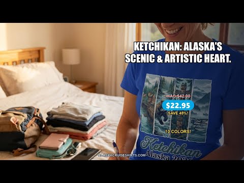 Ketchikan Alaska 2026 Scenic Nature and Totem Pole Art T-Shirt — T-Shirt - Video Demo