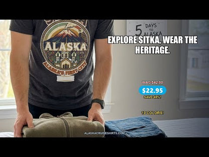 Sitka Alaska Vintage Heritage Tee with Iconic Local Landmarks Art — T-Shirt - Video Demo