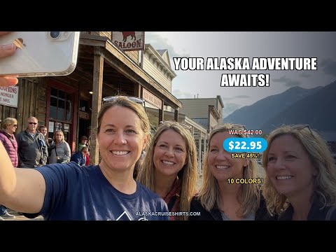 Skagway Alaska Cruise Shirt - Mountains Ship Compass Line Art Tee — T-Shirt - Video Demo