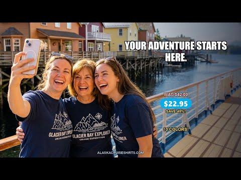 Glacier Bay Alaska Cruise Shirt - Mountains Compass Adventure Line Art — T-Shirt - Video Demo