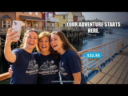 Glacier Bay Alaska Cruise Shirt - Mountains Compass Adventure Line Art — T-Shirt - Video Demo