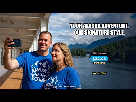 Alaska Family Cruise Adventure Shirt - Mountains Ship Fish Silhouette — T-Shirt - Video Demo
