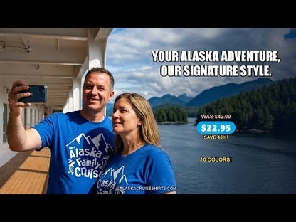 Alaska Family Cruise Adventure Shirt - Mountains Ship Fish Silhouette — T-Shirt - Video Demo