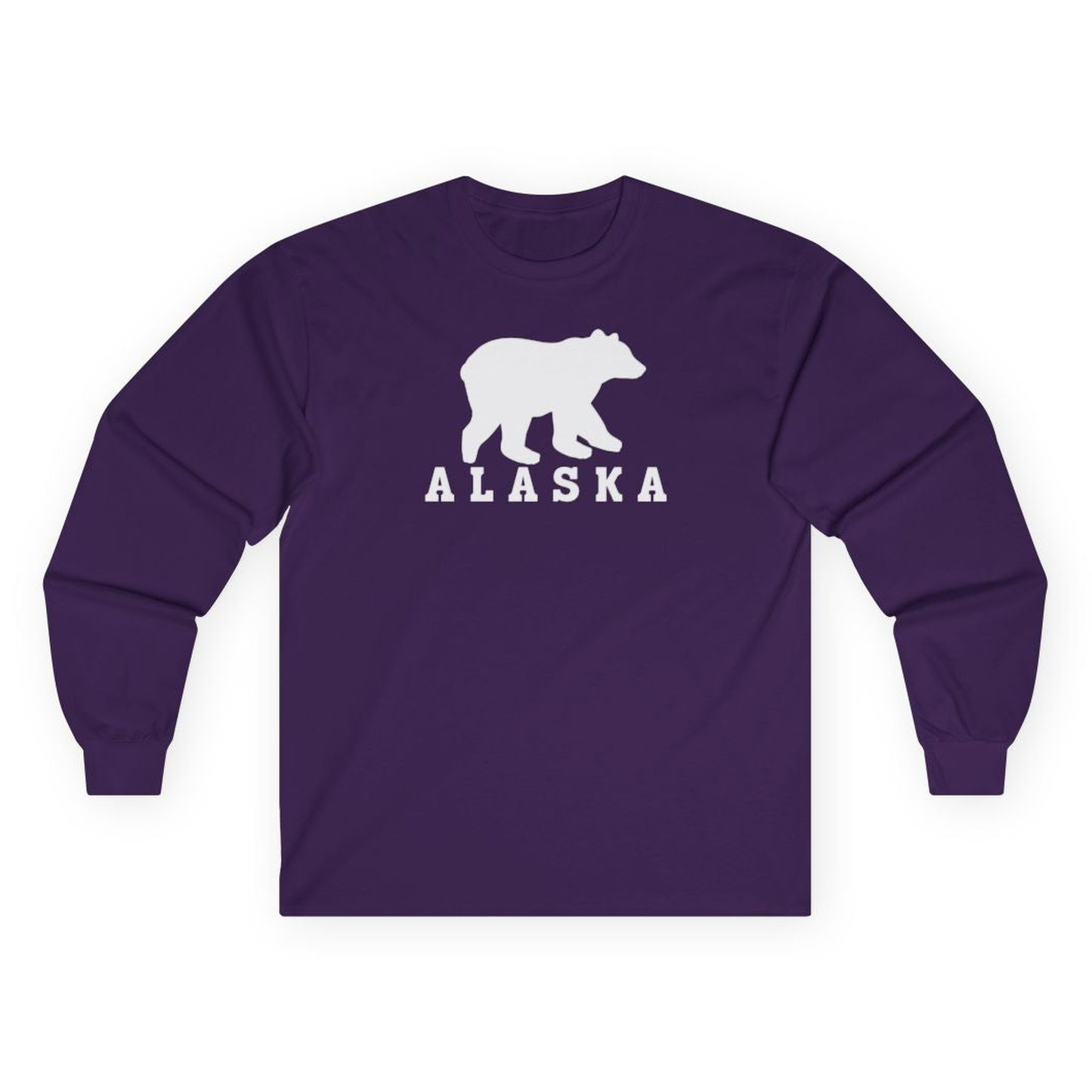 Alaska Bear Silhouette Shirt - Bold Grizzly Wildlife Minimalist Tee – Purple – Alaska Cruise Shirts