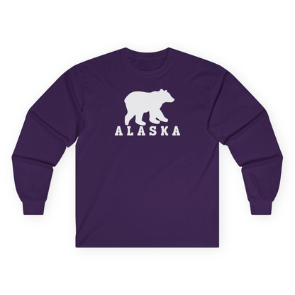 Alaska Bear Silhouette Shirt - Bold Grizzly Wildlife Minimalist Tee – Purple – Alaska Cruise Shirts