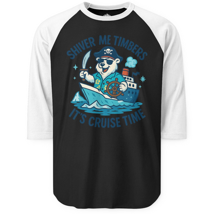 Funny Polar Bear Pirate Cruise Vacation Shirt 3/4 Sleeve Raglan Shirt – Alaska Cruise Shirts