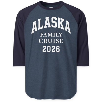 Alaska Family Cruise 2026 Matching Vacation Shirt for Groups — 3/4 Sleeve 3/4 Sleeve Raglan Shirt – Alaska Cruise Shirts
