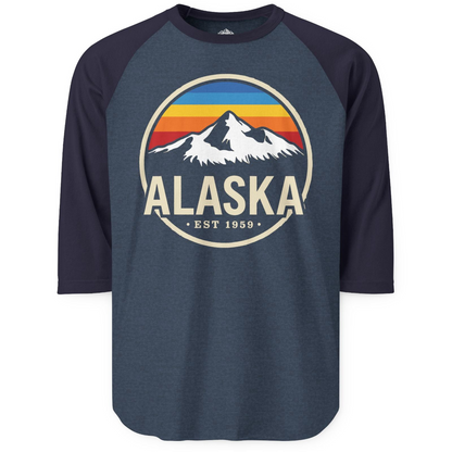 Alaska Vintage Mountain Sunset Shirt 3/4 Sleeve Raglan Shirt – Alaska Cruise Shirts