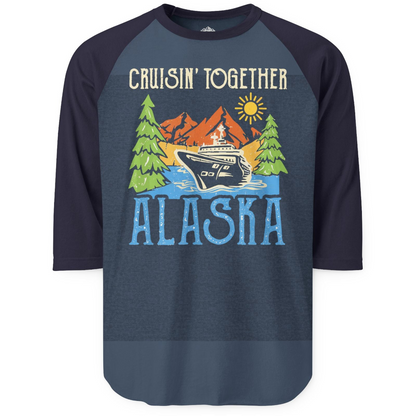 Alaska Cruise Adventure Nature Landscape Retro Family Shirt — 3/4 Sleeve 3/4 Sleeve Raglan Shirt – Alaska Cruise Shirts