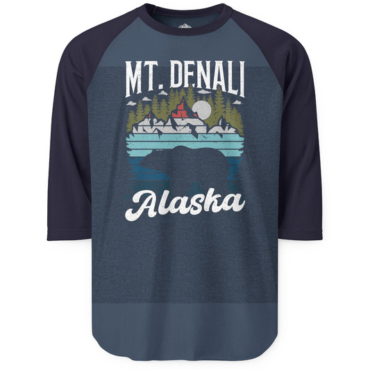 Mt Denali Alaska Bear Wilderness Shirt 3/4 Sleeve Raglan Shirt – Alaska Cruise Shirts