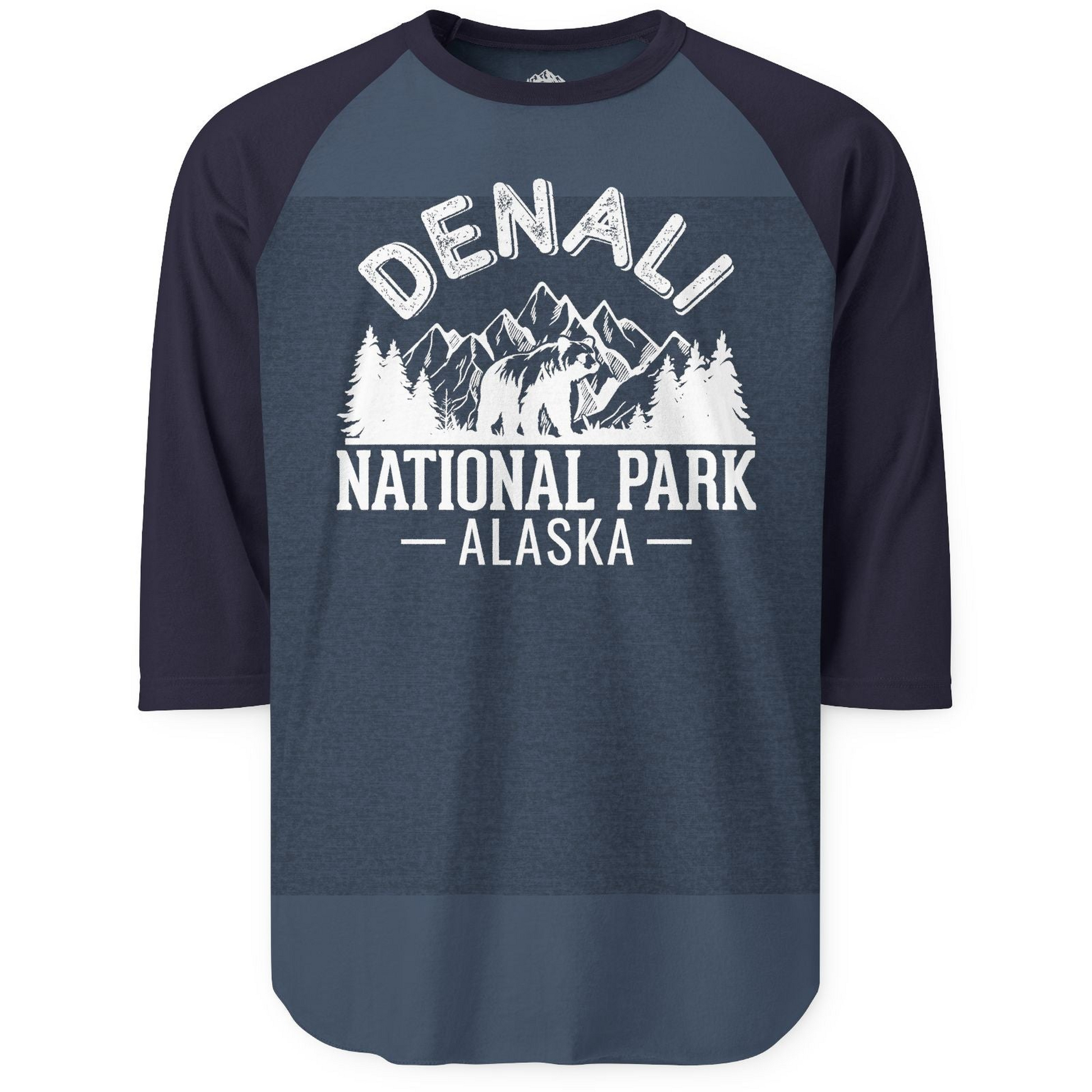 Denali National Park Bear Mountains Vintage Alaska Nature Shirt — 3/4 Sleeve 3/4 Sleeve Raglan Shirt – Alaska Cruise Shirts