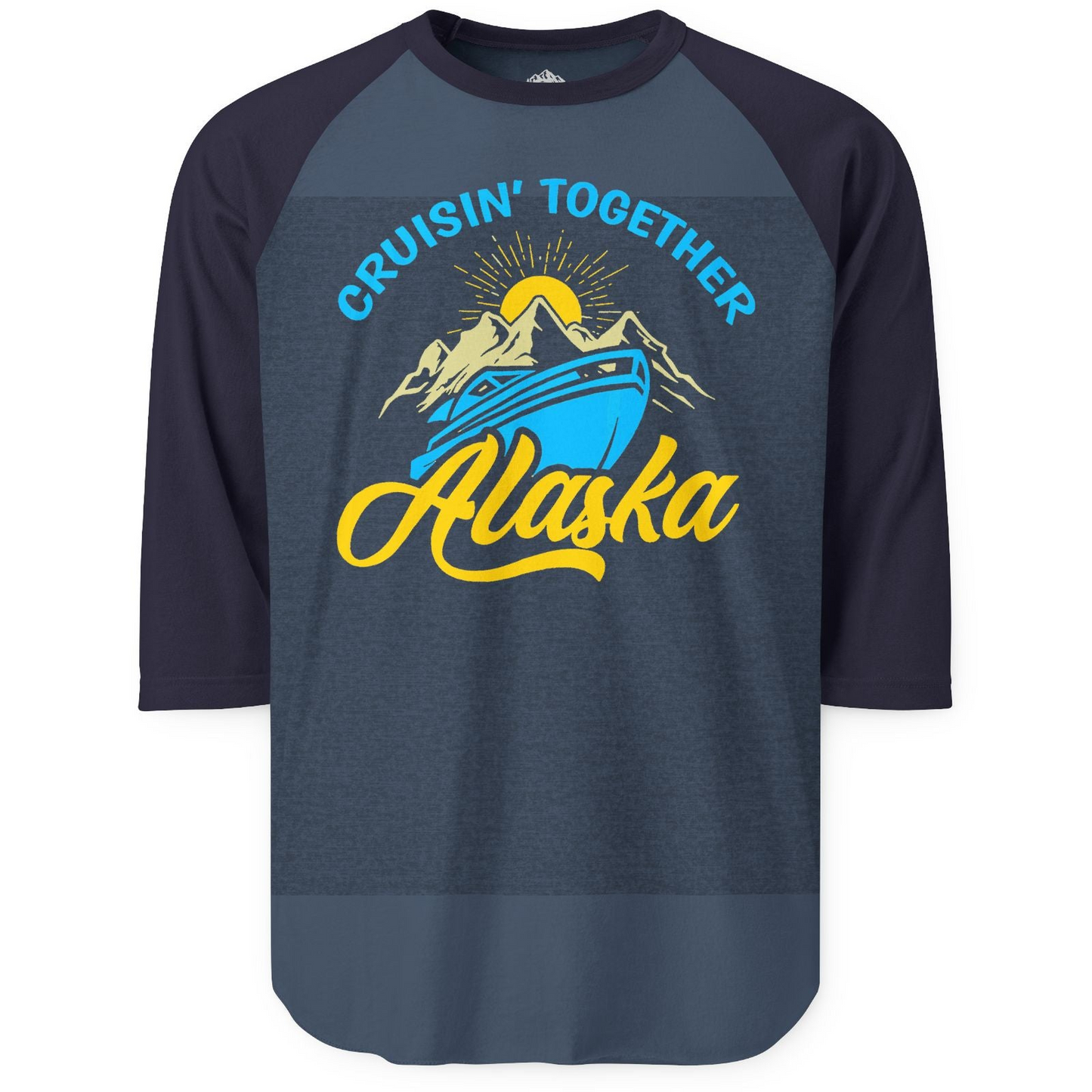 Alaska Cruise Adventure Mountains Sunrise Retro Shirt for Travelers — 3/4 Sleeve 3/4 Sleeve Raglan Shirt – Alaska Cruise Shirts