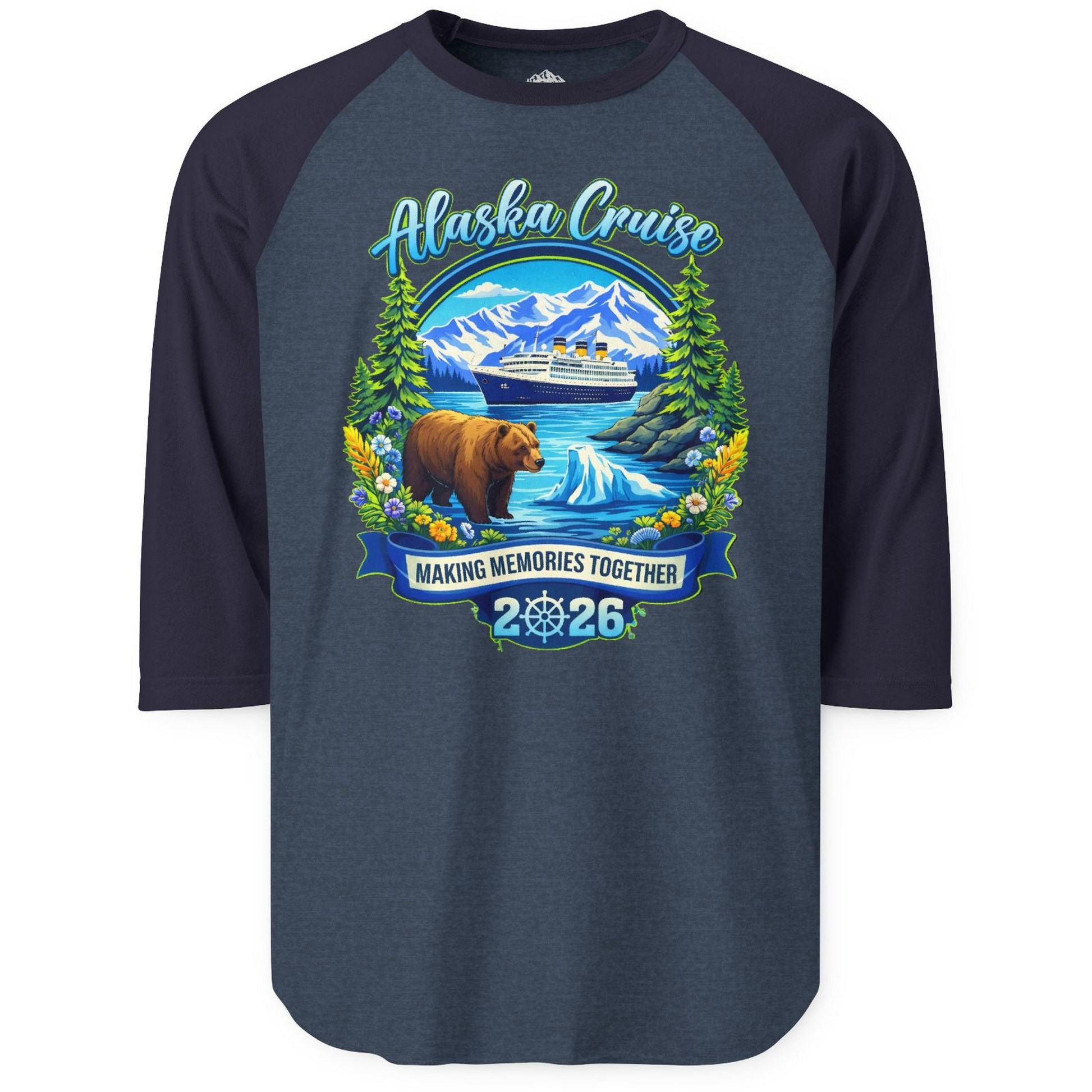Alaska Cruise 2026 Family 3/4 sleeve shirt 3/4 Sleeve Raglan Shirt – Alaska Cruise Shirts