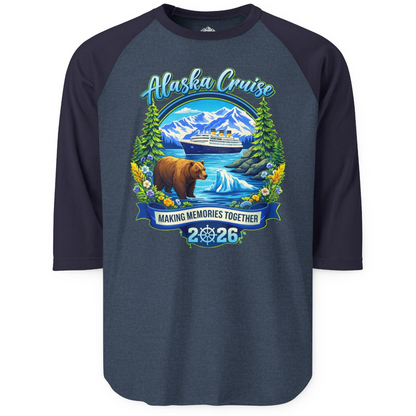 Alaska Cruise 2026 Family 3/4 sleeve shirt 3/4 Sleeve Raglan Shirt – Alaska Cruise Shirts