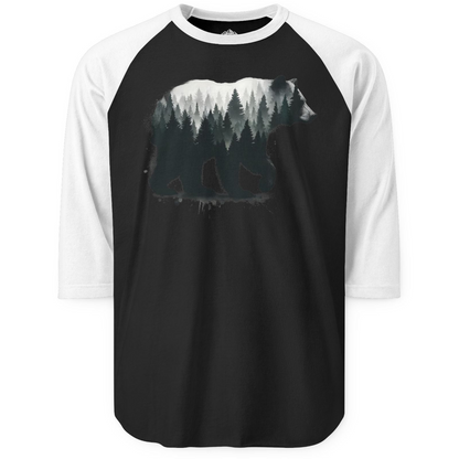 Bear Silhouette Forest Double Exposure Shirt 3/4 Sleeve Raglan Shirt – Alaska Cruise Shirts