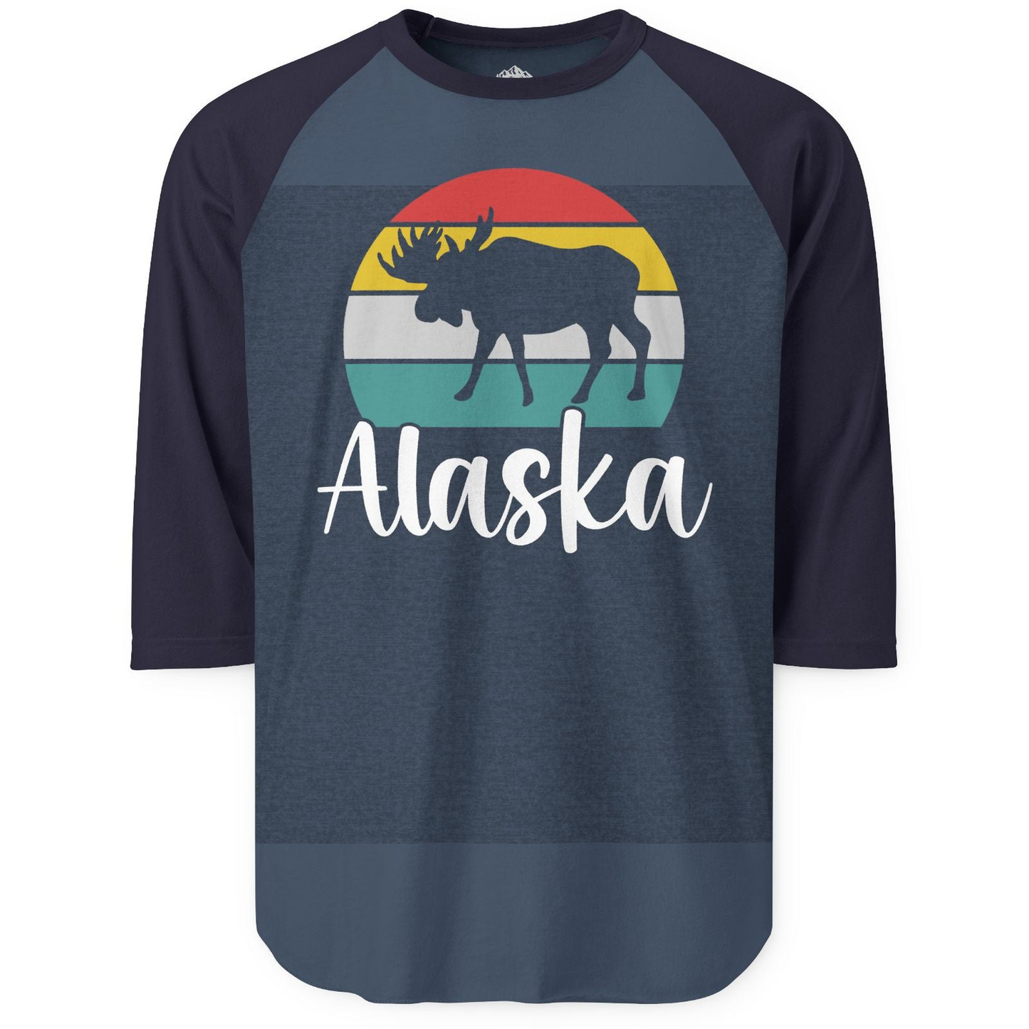 Retro Alaska Moose Silhouette Shirt 3/4 Sleeve Raglan Shirt – Alaska Cruise Shirts