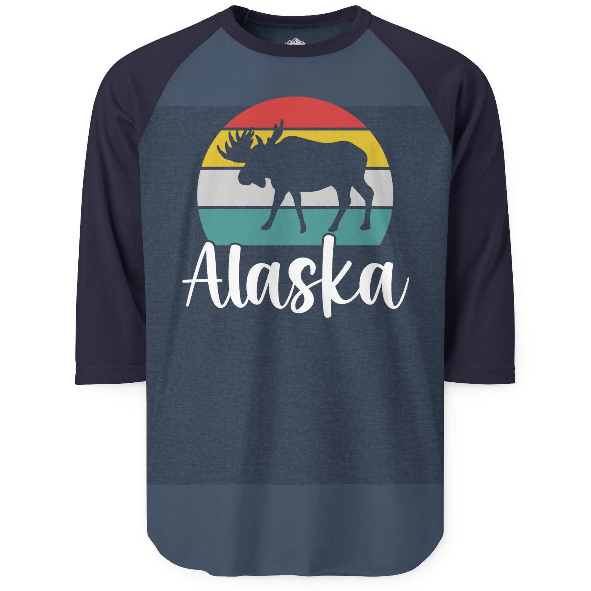Retro Alaska Moose Silhouette Shirt 3/4 Sleeve Raglan Shirt – Alaska Cruise Shirts