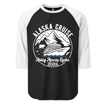 Alaska Cruise Adventure 2026 Shirt 3/4 Sleeve Raglan Shirt – Alaska Cruise Shirts