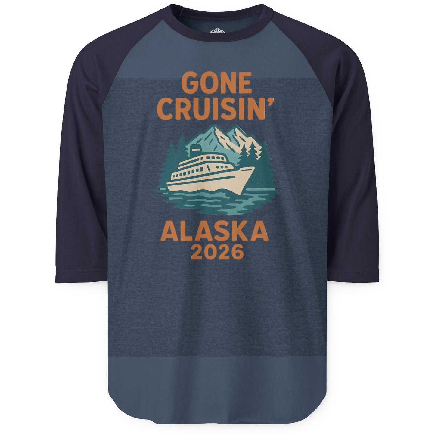 Gone Cruisin Alaska 2026 Retro Cruise Ship Nature Scenery Shirt — 3/4 Sleeve 3/4 Sleeve Raglan Shirt – Alaska Cruise Shirts