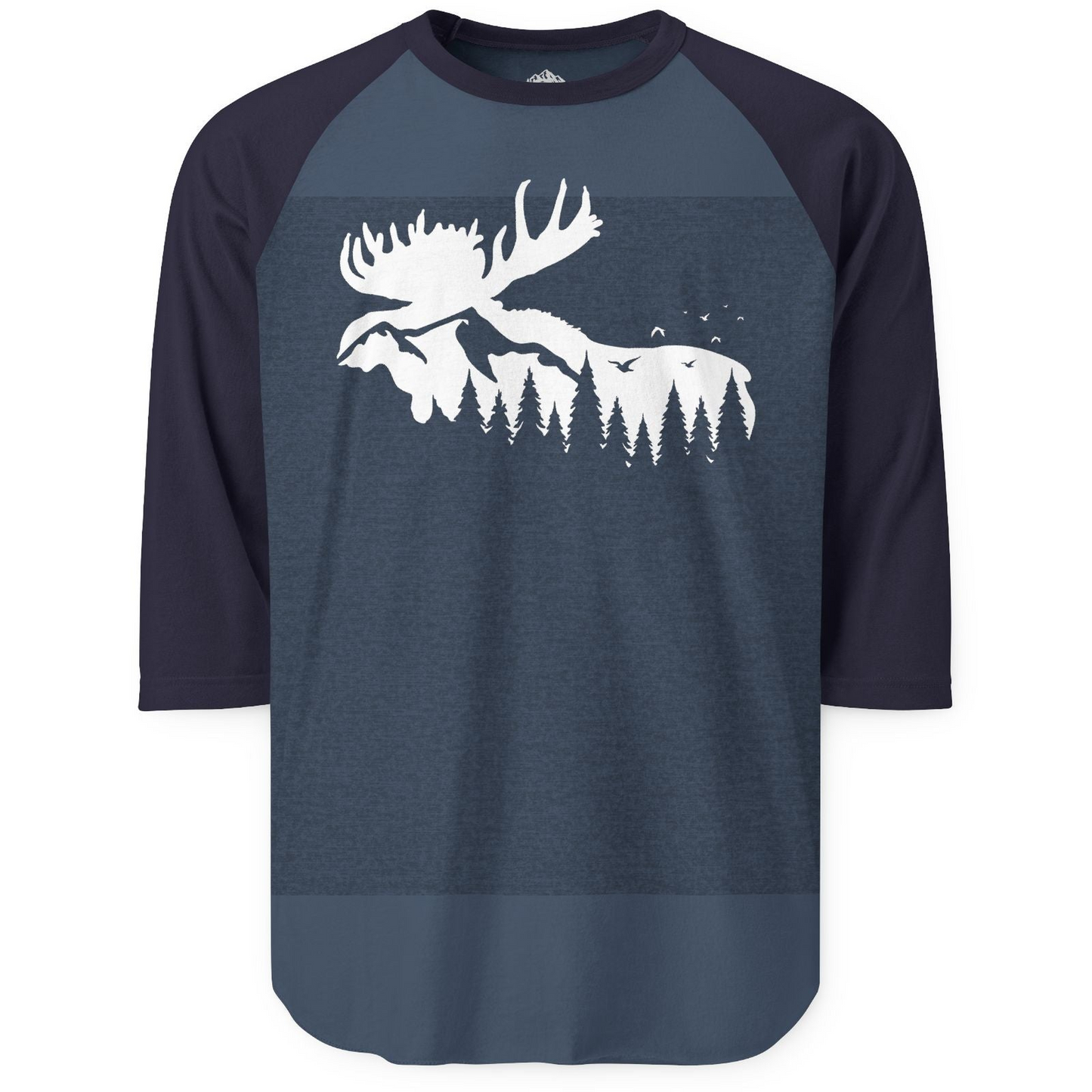 Moose Silhouette Forest Scene Shirt 3/4 Sleeve Raglan Shirt – Alaska Cruise Shirts