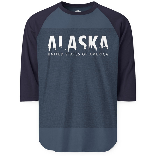 Alaska United States Typography Shirt 3/4 Sleeve Raglan Shirt – Alaska Cruise Shirts