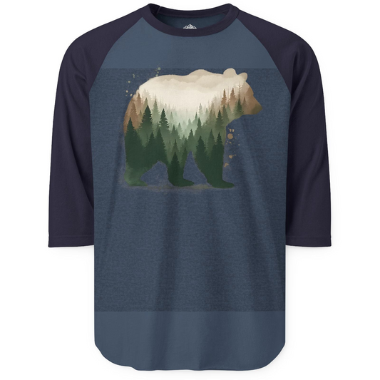 Double Exposure Bear Forest Shirt 3/4 Sleeve Raglan Shirt – Alaska Cruise Shirts