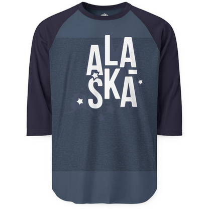 Alaska Stars Bold Typography Shirt 3/4 Sleeve Raglan Shirt – Alaska Cruise Shirts