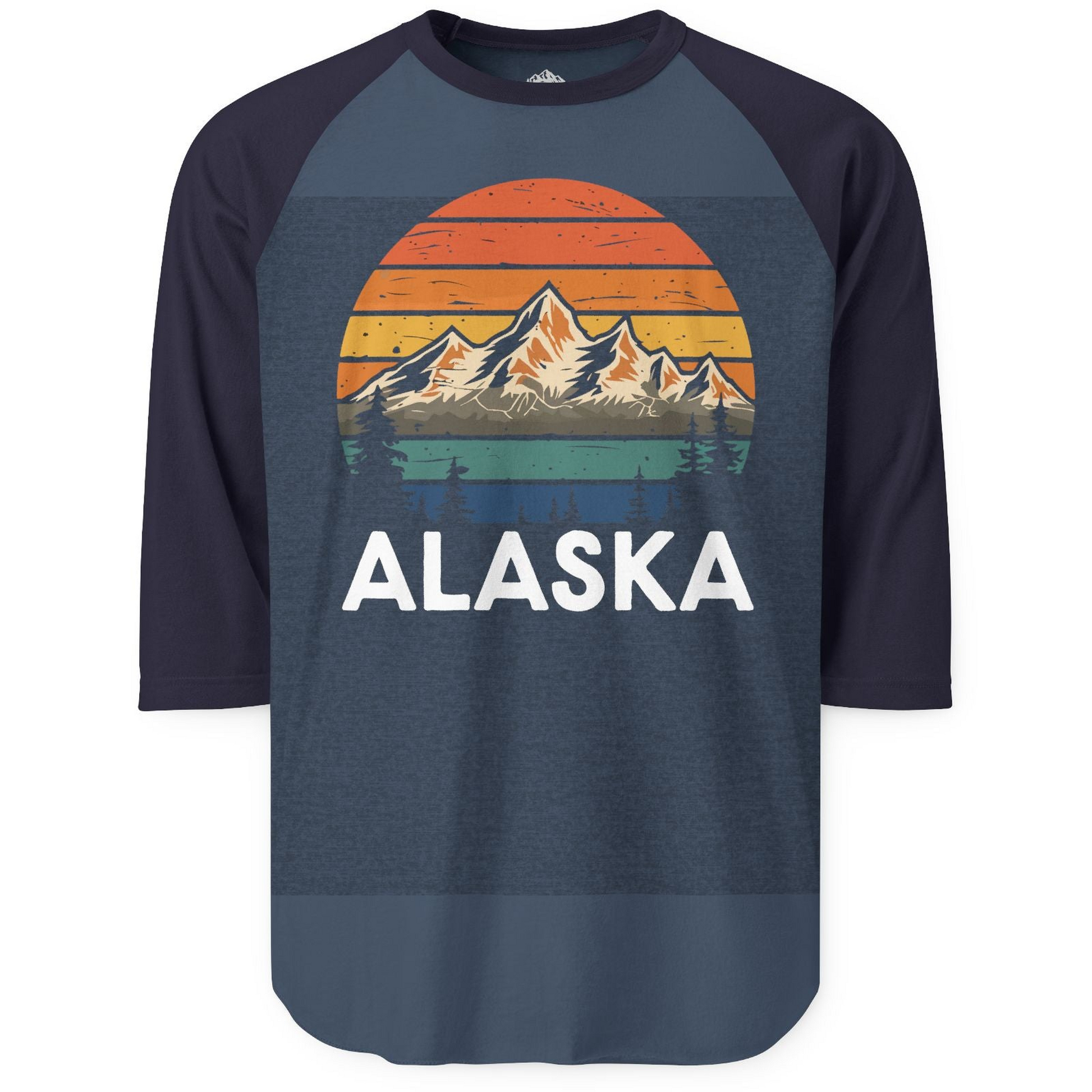 Retro Alaska Mountain Scenery Shirt 3/4 Sleeve Raglan Shirt – Alaska Cruise Shirts