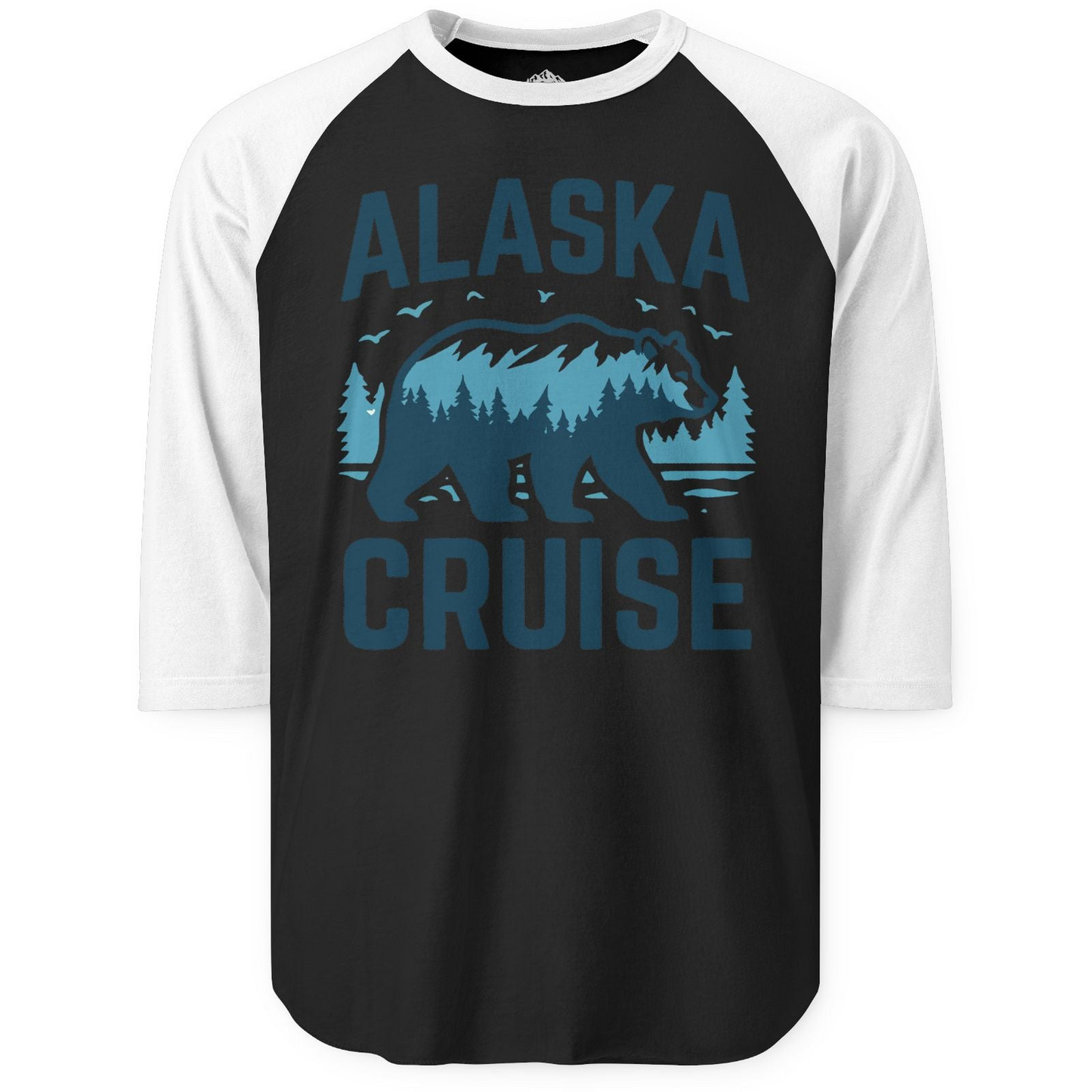 Alaska Cruise Shirt Bear Silhouette Forest Wildlife Nature Tee — 3/4 Sleeve 3/4 Sleeve Raglan Shirt – Alaska Cruise Shirts