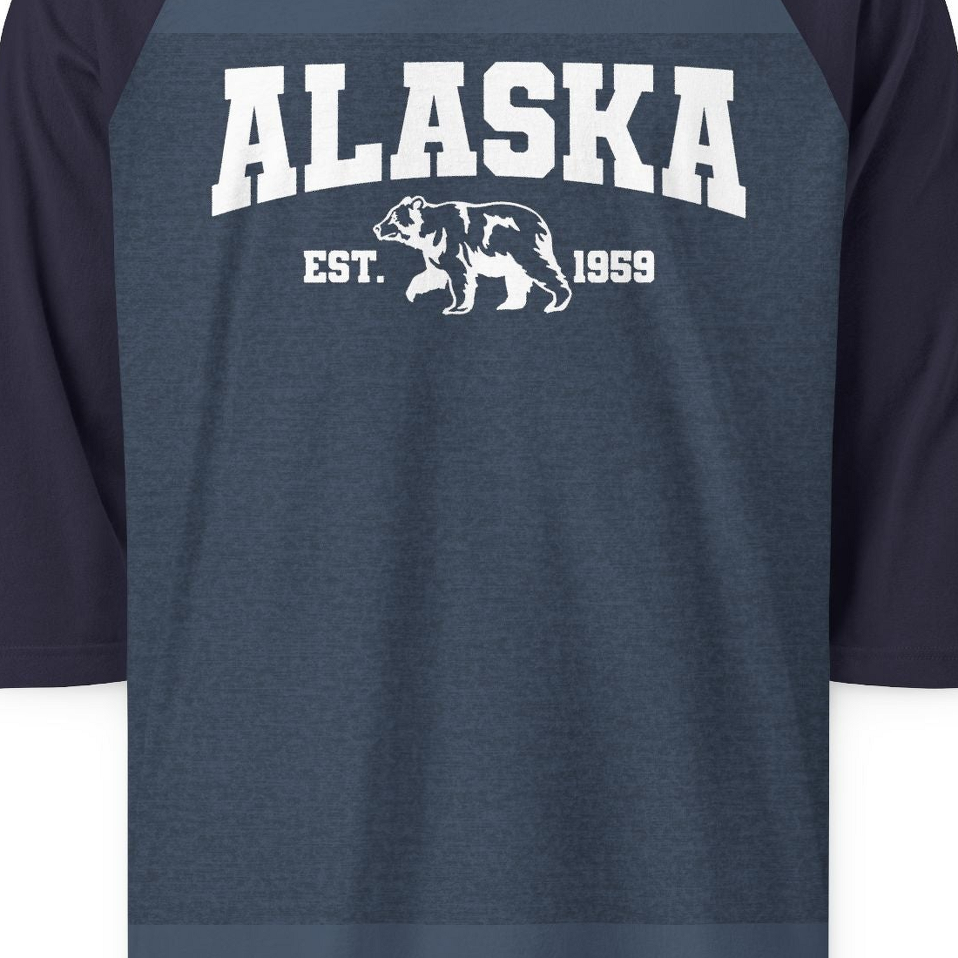 Vintage Alaska Bear Shirt 3/4 Sleeve Raglan Shirt – Alaska Cruise Shirts Close Up